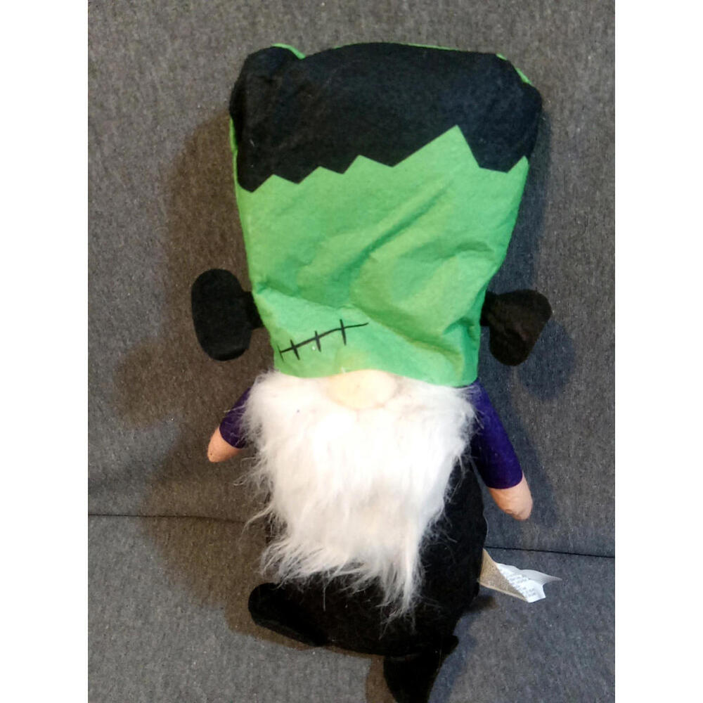 Greenbrier Halloween Frankenstein Gnome Plush Decor Green Black White Purple 12"